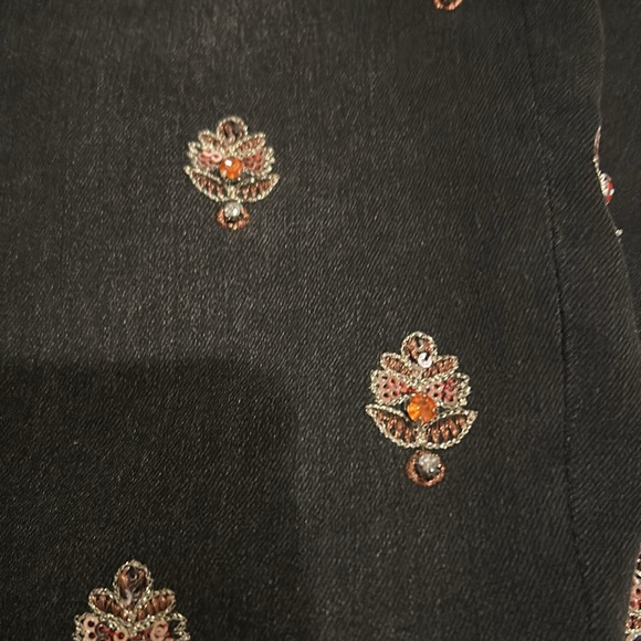 Anthropologie Pilcro Black High Rise rhinestone Skinny Jean jeggings - Picture 5 of 8